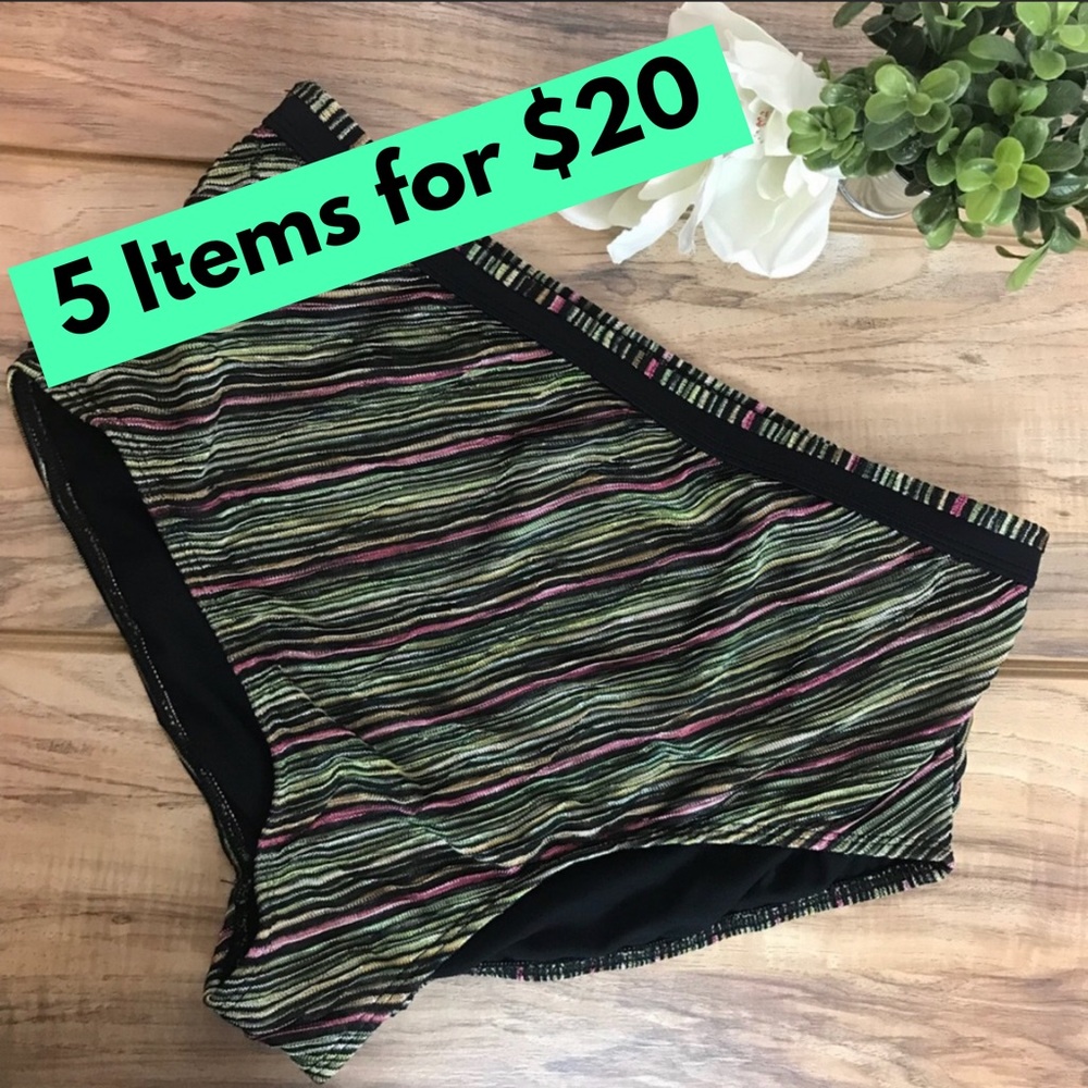 VW Bikini Bottom Black Green Pink Size 16W